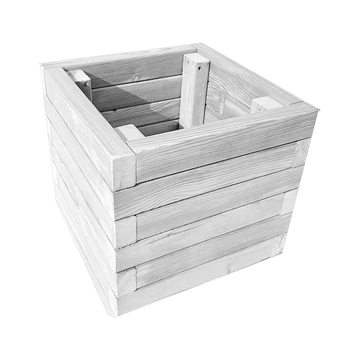 Virágláda kültéri borovi fenyőből 45x45x45 fehér