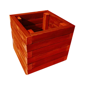Virágláda kültéri borovi fenyőből 45x45x45 mahagóni