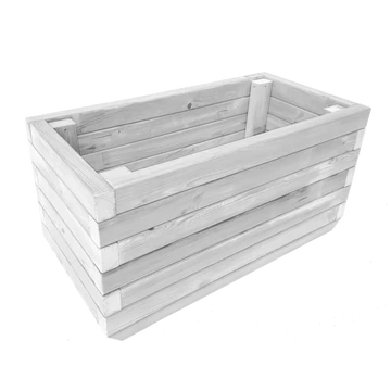  Virágláda kültéri borovi fenyőből 125x45x45 fehér