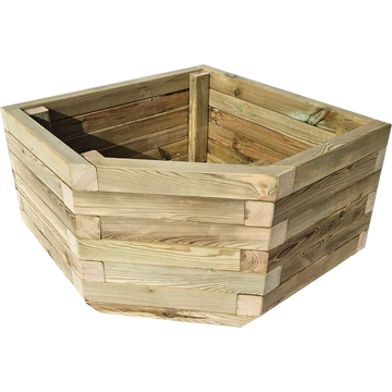 Virágláda kültéri borovi fenyőből sarokelem 77x77x45 natúr