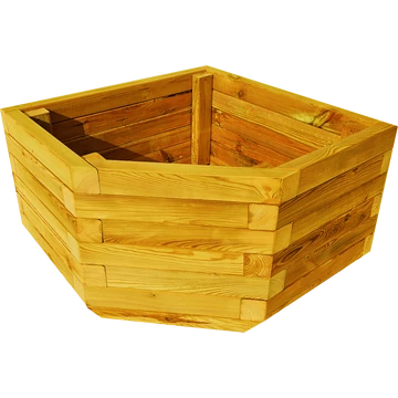 Virágláda kültéri borovi fenyőből sarokelem 77x77x45 tölgy