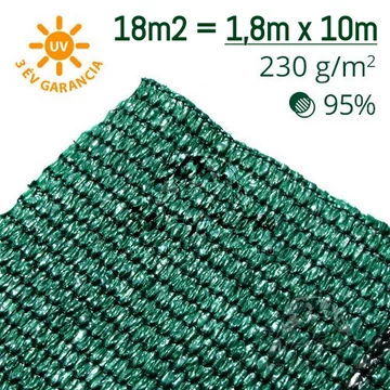 Árnyékolóháló ZÖLD 95%-os takarás 1,8x10m – 18m2