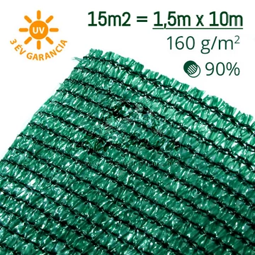 Árnyékolóháló ZÖLD 90%-os takarás 1,5x10m – 15m2