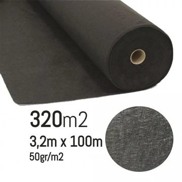 Geotextília FEKETE 3,2x100m – 320m2 méretre vágva (50gr/m2)