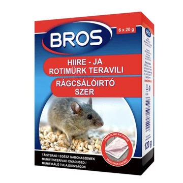 Bros rágcsáló írtó gabonaszemek 6db 20gr-os adag (120gr a csomagban)