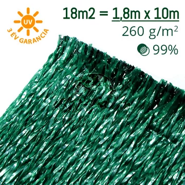 Árnyékolóháló ZÖLD 99%-os takarás 1,8x10m – 18m2