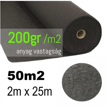 Geotextília FEKETE 2x25m - 50m2 méretre vágva (200gr/m2)