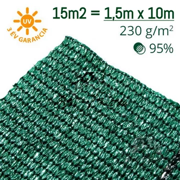 Árnyékolóháló ZÖLD 95%-os takarás 1,5x10m – 15m2