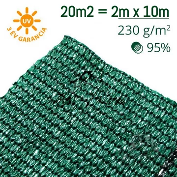 Árnyékolóháló ZÖLD 95%-os takarás 2x10m – 20m2