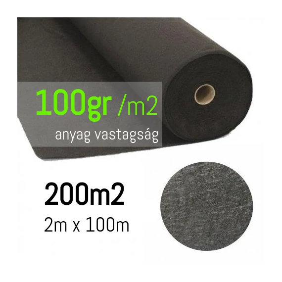 100gr/m2 vastag Geotextília 2x100m - 200m2 egész tekercsben